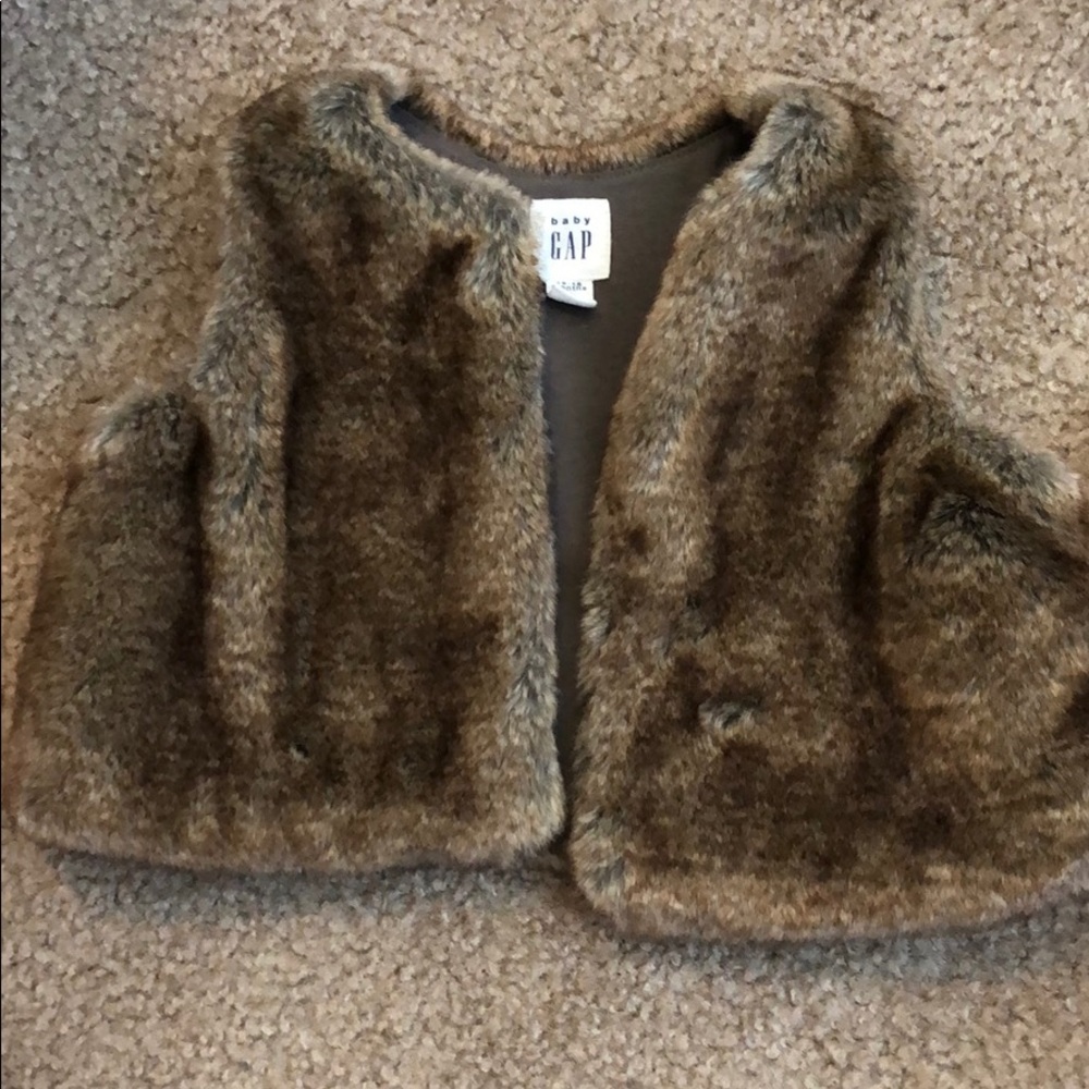 Brown faux fur Gap vest